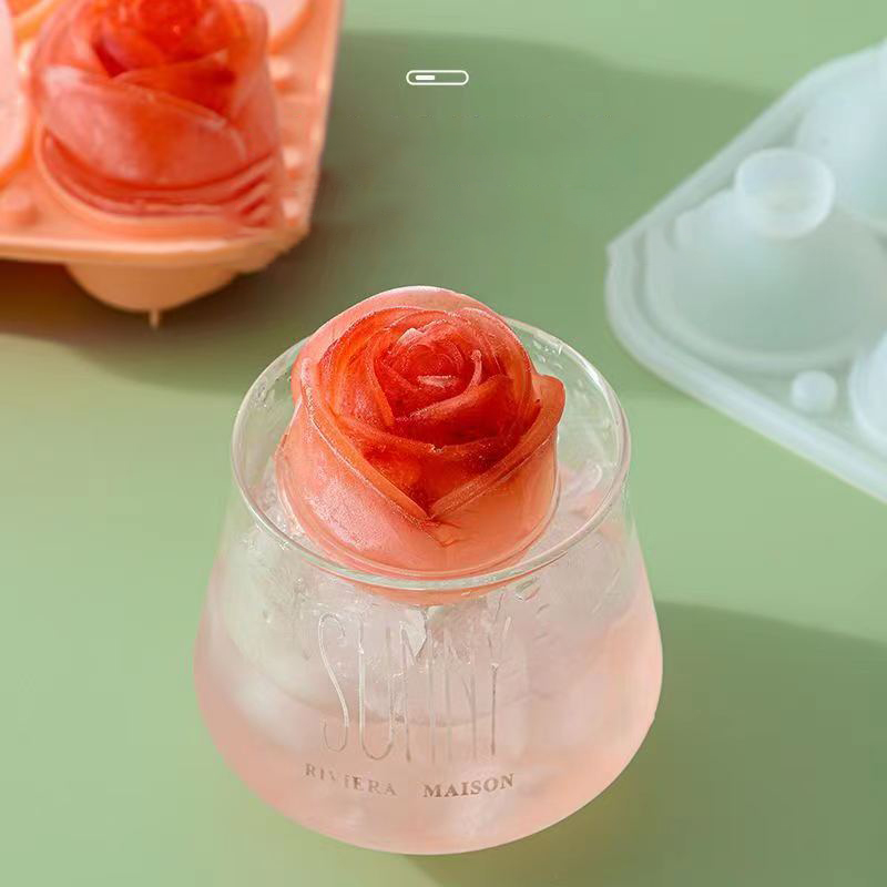 Moldes de gelo rosa 3d, 4 bura - Kitchen Appliances Store avaliação e preço