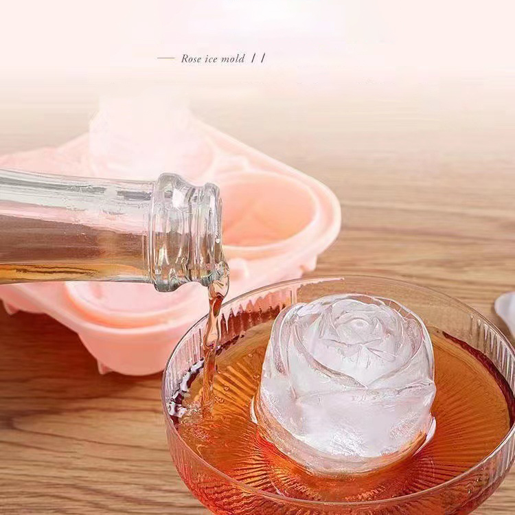 Moldes de gelo rosa 3d, 4 bura - Kitchen Appliances Store avaliação e preço