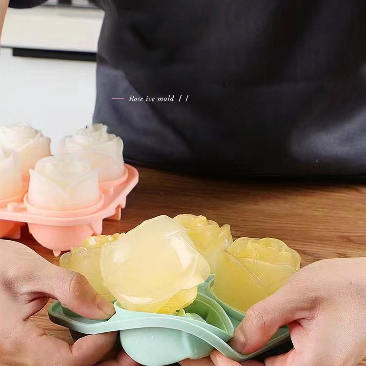 Moldes de gelo rosa 3d, 4 bura - Kitchen Appliances Store avaliação e preço